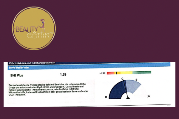 Informatives Foto: BHI 1,39: A bis D und mein BHI ist im letzten Drittel von C. Bei der von Grün nach Rot verlaufenden Skala ist es im letzten Drittel von Orange (gefolgt von der letzten Farbe Rot)  Der nebenstehende Therapietacho definiert Bereiche, die unterschiedliche Grade der mitochondrialen Dysfunktion widerspiegeln. Darauf basierend richten sich mögliche Therapeiansätze aus, wie die Gabe mitotroper Mikronährstoffe, lebensstilmaßnahmen oder gerätebasierte Sauerstoff- oder CO2-Therapien.  Chronisches Müdigkeitssyndrom Ursachen